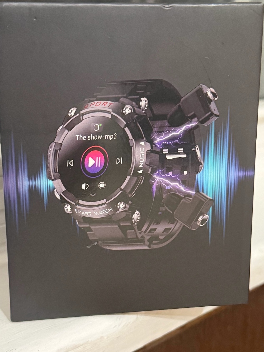 Black Sport Smart Watch with Music Display